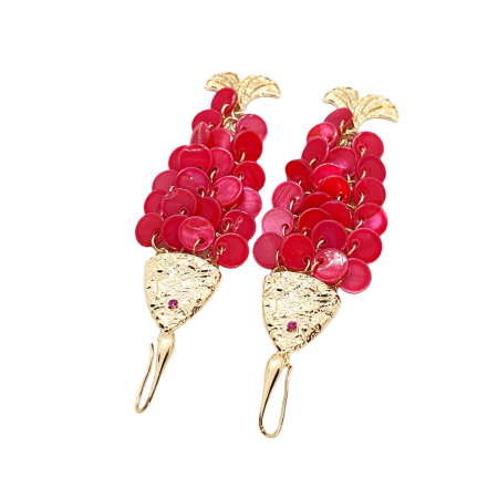 earrings metall gold big red fish2